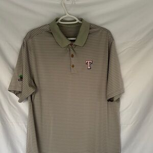 Nike Texas Rangers Colonial Golf Men's Gray Striped Polo Shirt